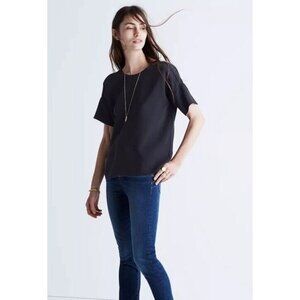 Madewell Crepe Premiere Bow-Back Tee, Black. Size Med/ Large